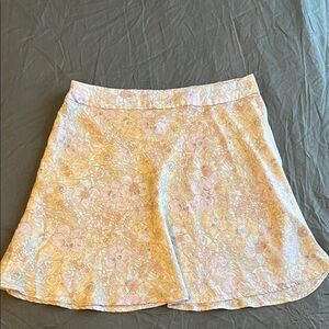 Free People Floral A-Line Skirt - Cream and Pink